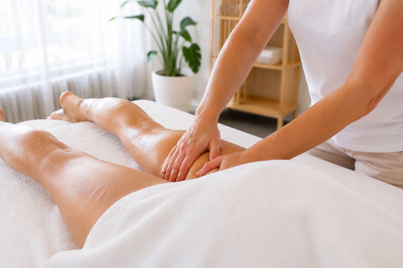 Manuelle Lymphdrainage mit sanften, rhythmischen Griffen – Praxis in Thun